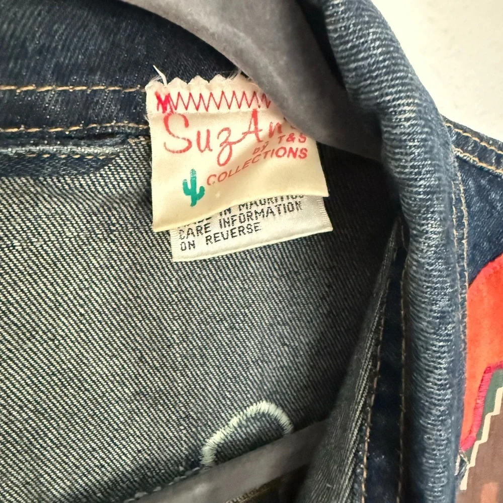 Vintage oversized Western Denim Jacket with Cactus and Southwestern Patches sZ M - Picture 4 of 14